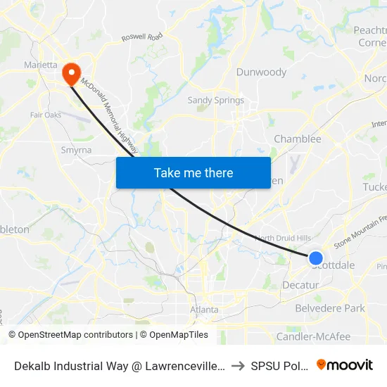 Dekalb Industrial Way @ Lawrenceville Hwy to SPSU Police map