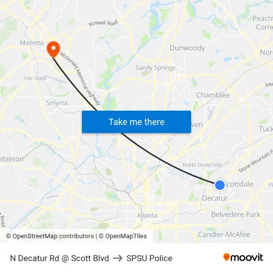 N Decatur Rd @ Scott Blvd to SPSU Police map