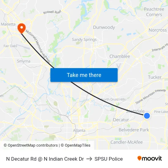 N Decatur Rd @ N Indian Creek Dr to SPSU Police map
