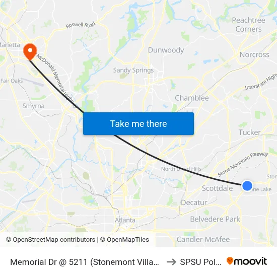 Memorial Dr @ 5211 (Stonemont Village Sc) to SPSU Police map