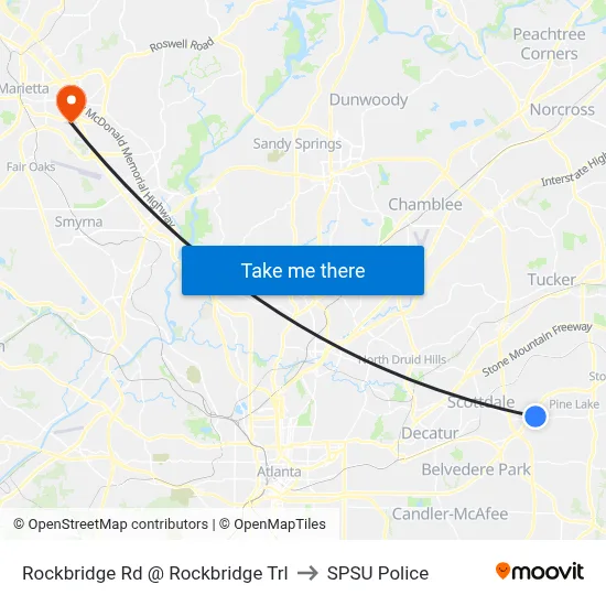 Rockbridge Rd @ Rockbridge Trl to SPSU Police map