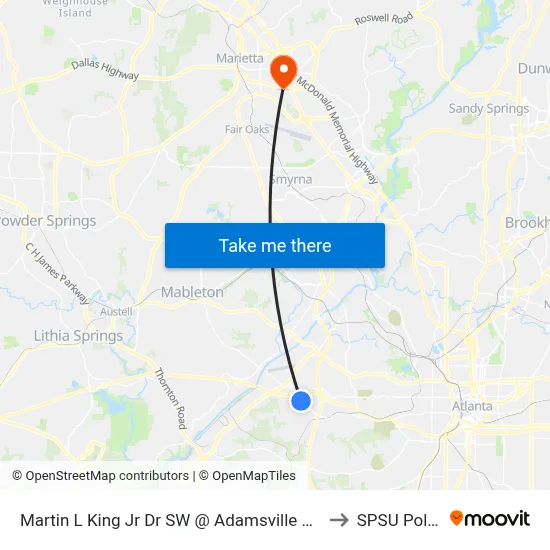 Martin L King Jr Dr SW @ Adamsville Dr SW to SPSU Police map