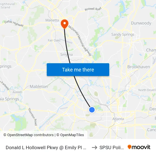 Donald L Hollowell Pkwy @ Emily Pl NW to SPSU Police map