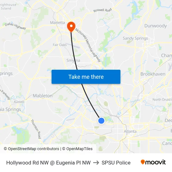Hollywood Rd NW @ Eugenia Pl NW to SPSU Police map