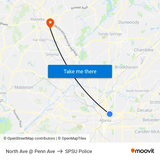 North Ave @ Penn Ave to SPSU Police map