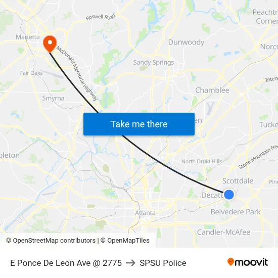 E Ponce De Leon Ave @ 2775 to SPSU Police map