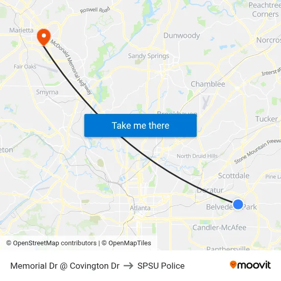 Memorial Dr @ Covington Dr to SPSU Police map
