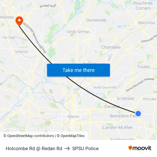 Holcombe Rd @ Redan Rd to SPSU Police map