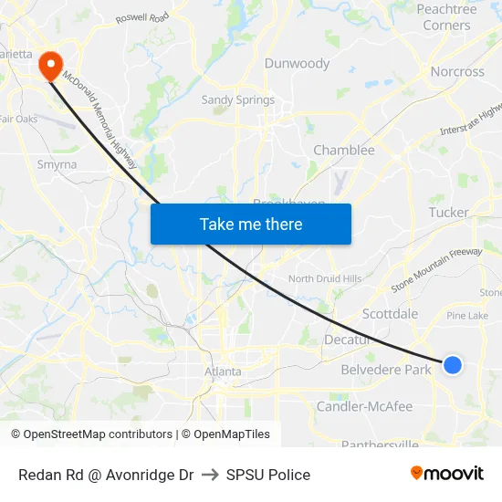 Redan Rd @ Avonridge Dr to SPSU Police map
