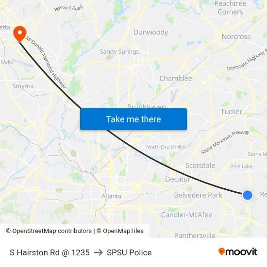 S Hairston Rd @ 1235 to SPSU Police map