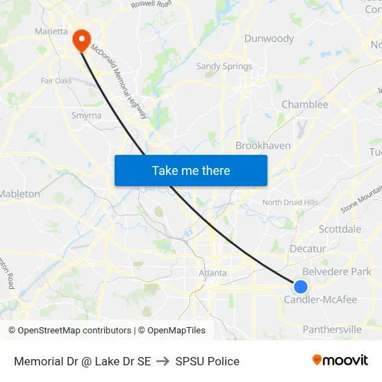 Memorial Dr @ Lake Dr SE to SPSU Police map