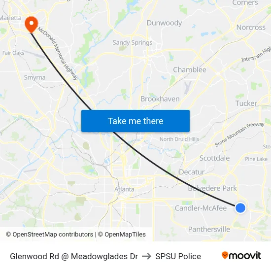 Glenwood Rd @ Meadowglades Dr to SPSU Police map
