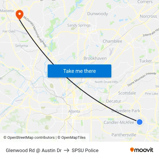 Glenwood Rd @ Austin Dr to SPSU Police map