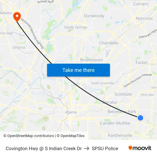 Covington Hwy @ S Indian Creek Dr to SPSU Police map