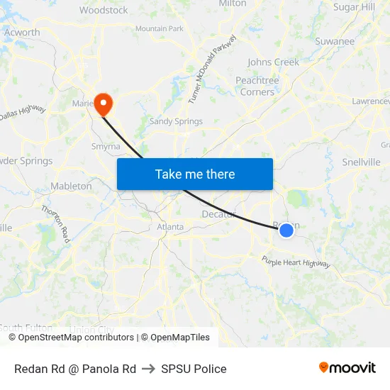 Redan Rd @ Panola Rd to SPSU Police map