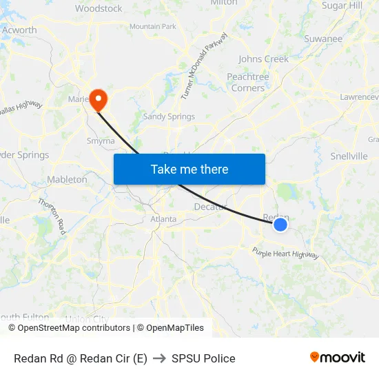 Redan Rd @ Redan Cir (E) to SPSU Police map