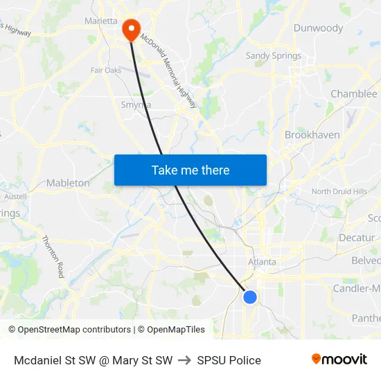 Mcdaniel St SW @ Mary St SW to SPSU Police map