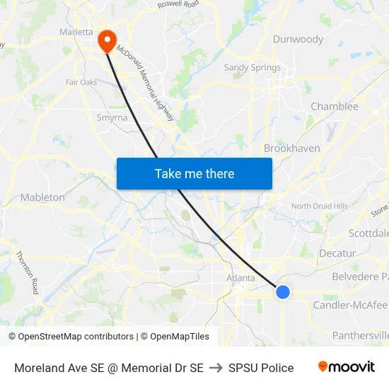 Moreland Ave SE @ Memorial Dr SE to SPSU Police map