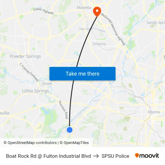 Boat Rock Rd @ Fulton Industrial Blvd to SPSU Police map