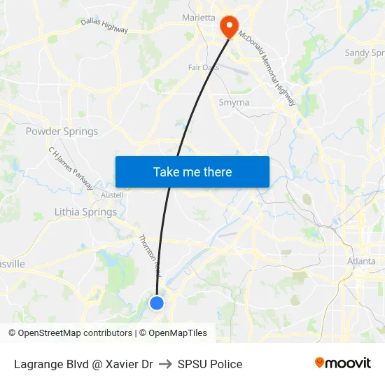 Lagrange Blvd @ Xavier Dr to SPSU Police map