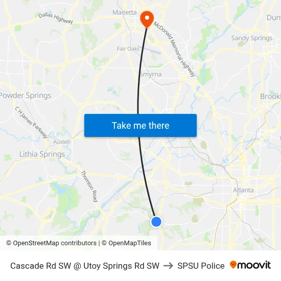 Cascade Rd SW @ Utoy Springs Rd SW to SPSU Police map