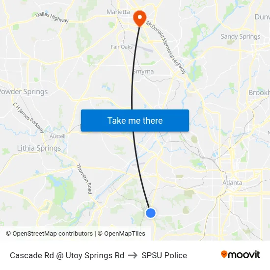Cascade Rd @ Utoy Springs Rd to SPSU Police map