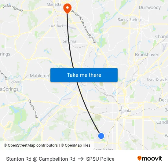 Stanton Rd @ Campbellton Rd to SPSU Police map