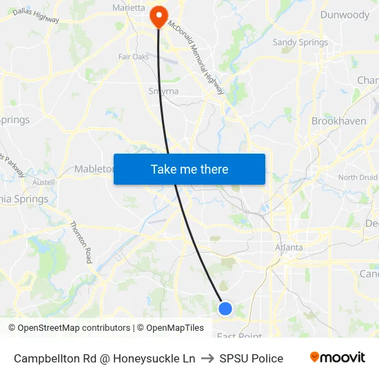 Campbellton Rd @ Honeysuckle Ln to SPSU Police map