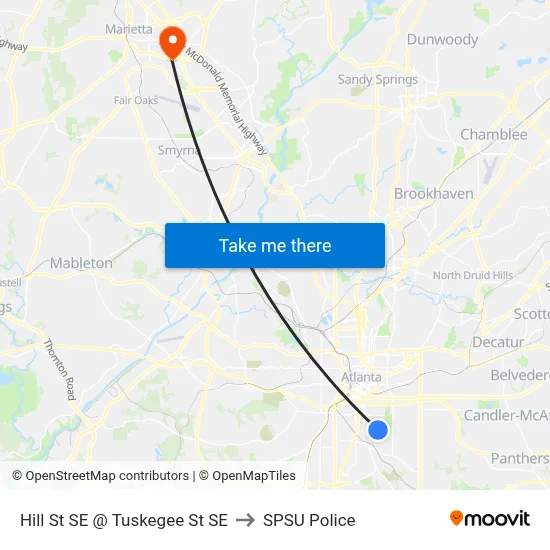Hill St SE @ Tuskegee St SE to SPSU Police map