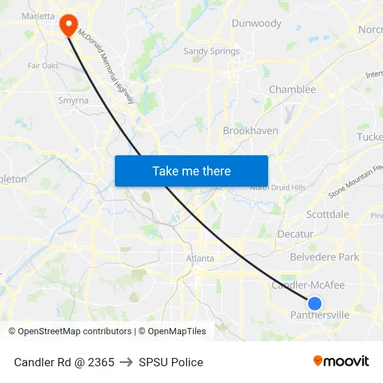 Candler Rd @ 2365 to SPSU Police map