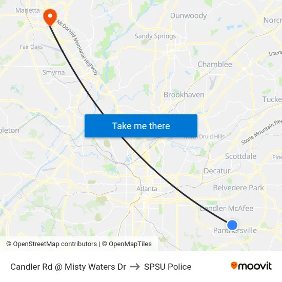 Candler Rd @ Misty Waters Dr to SPSU Police map