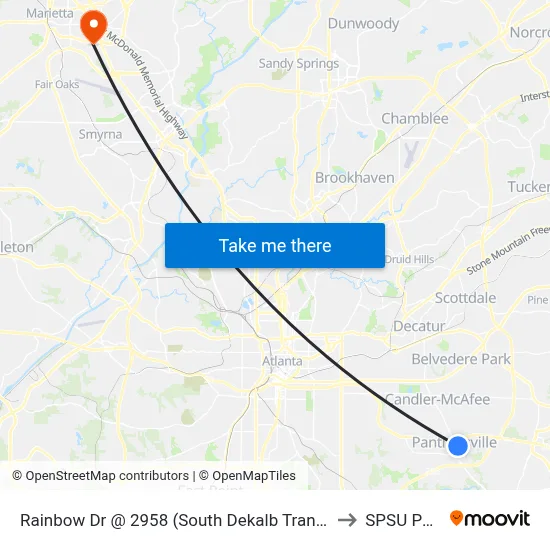 Rainbow Dr @ 2958 (South Dekalb Transfer Point) to SPSU Police map