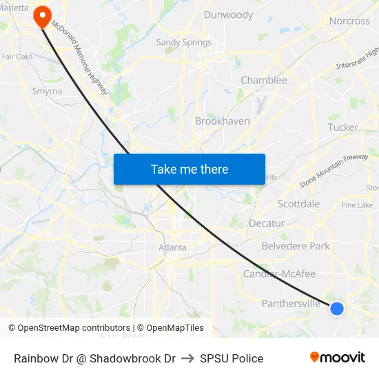 Rainbow Dr @ Shadowbrook Dr to SPSU Police map
