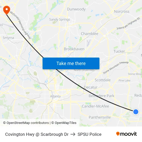 Covington Hwy @ Scarbrough Dr to SPSU Police map