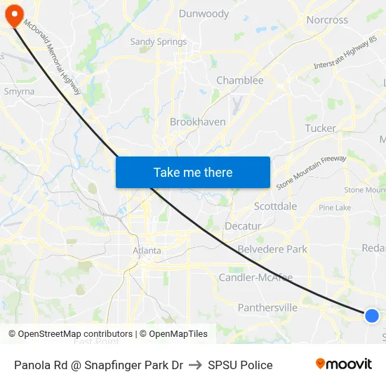 Panola Rd @ Snapfinger Park Dr to SPSU Police map