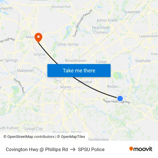 Covington Hwy @ Phillips Rd to SPSU Police map