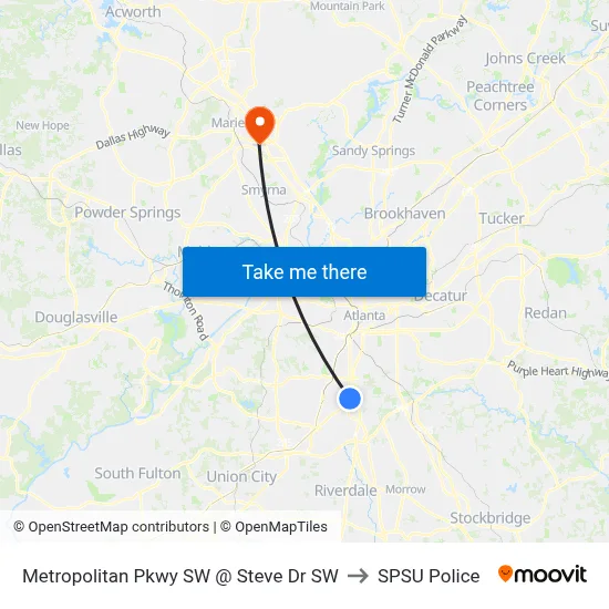 Metropolitan Pkwy SW @ Steve Dr SW to SPSU Police map