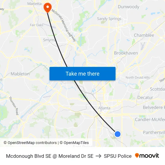 Mcdonough Blvd SE @ Moreland Dr SE to SPSU Police map