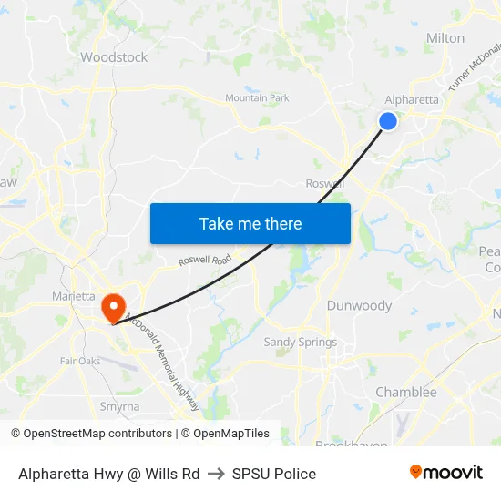 Alpharetta Hwy @ Wills Rd to SPSU Police map