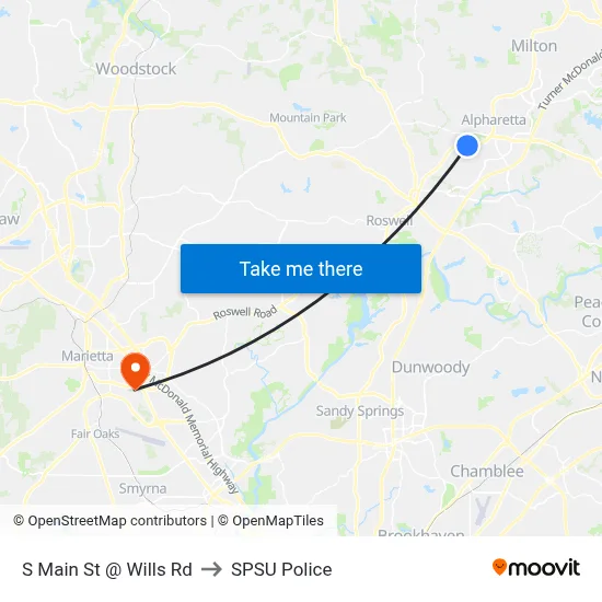 S Main St @ Wills Rd to SPSU Police map
