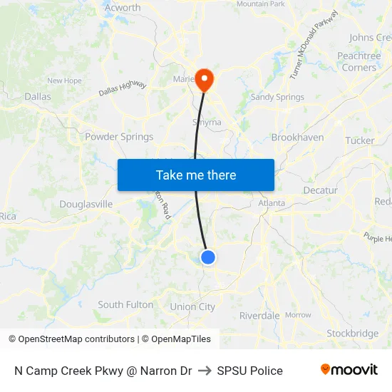 N Camp Creek Pkwy @ Narron Dr to SPSU Police map
