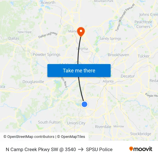 N Camp Creek Pkwy SW @ 3540 to SPSU Police map