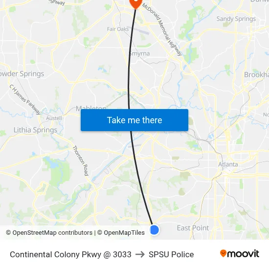 Continental Colony Pkwy @ 3033 to SPSU Police map