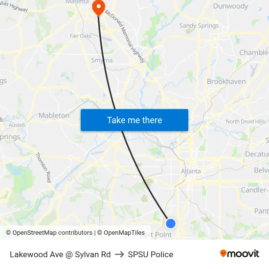 Lakewood Ave @ Sylvan Rd to SPSU Police map