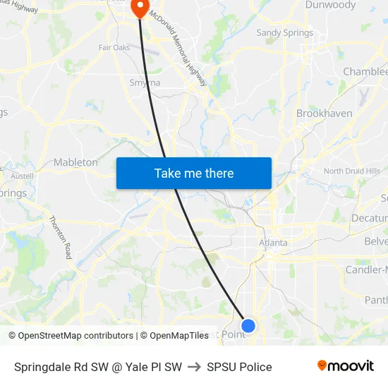 Springdale Rd SW @ Yale Pl SW to SPSU Police map