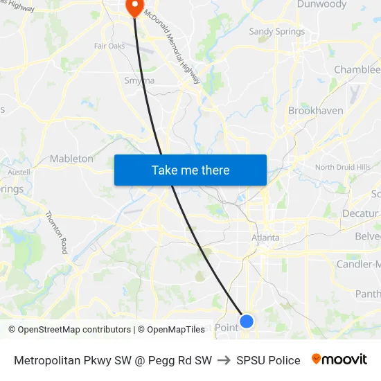 Metropolitan Pkwy SW @ Pegg Rd SW to SPSU Police map