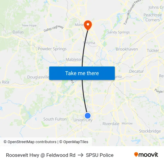 Roosevelt Hwy @ Feldwood Rd to SPSU Police map