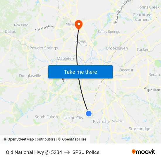 Old National Hwy @ 5234 to SPSU Police map