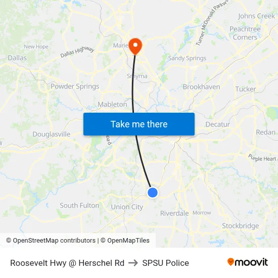 Roosevelt Hwy @ Herschel Rd to SPSU Police map