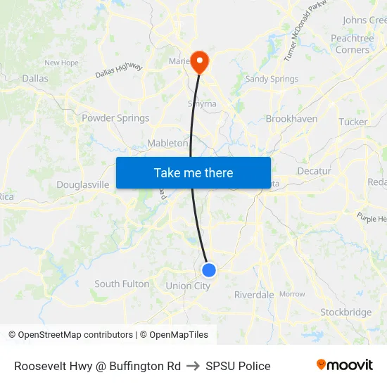 Roosevelt Hwy @ Buffington Rd to SPSU Police map